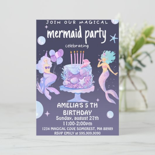 Magical Mermaid Birthday Kaart (Staand voorkant)