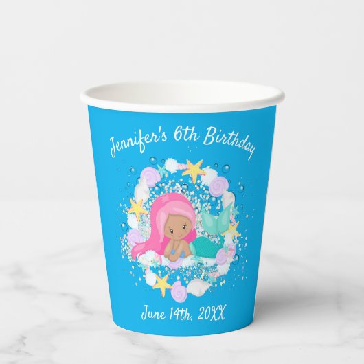 Magical Mermaid Birthday Papieren Bekers (Achterkant)