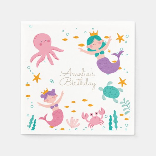 Magical Mermaid Birthday Party Napkins Servet (Voorkant)