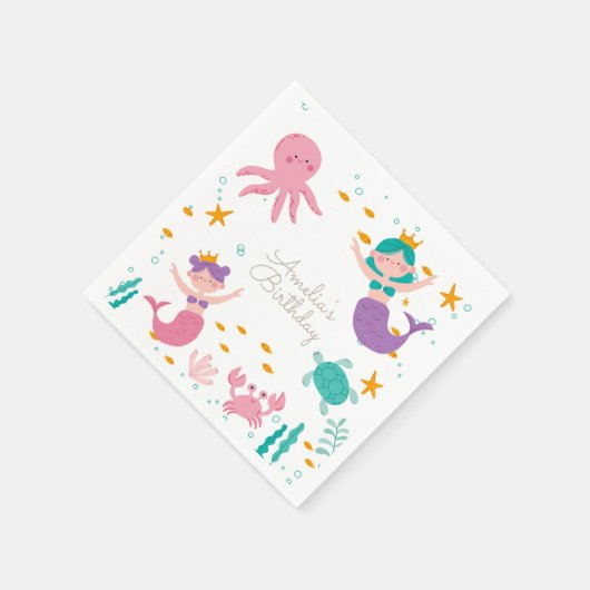 Magical Mermaid Birthday Party Napkins Servet (Hoek)