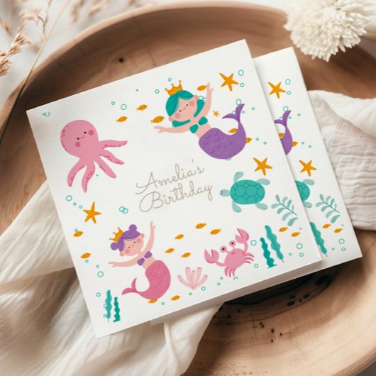 Magical Mermaid Birthday Party Napkins Servet