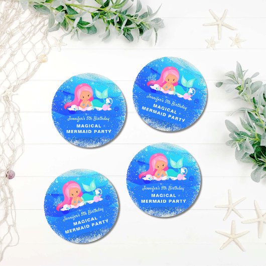 Magical Mermaid Birthday Ronde Sticker
