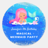 Magical Mermaid Birthday Ronde Sticker (Voorkant)