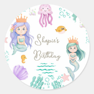 Magical Mermaid Birthday Ronde Sticker