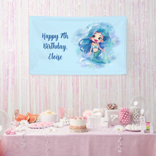 Magical Mermaid Birthday Spandoek (Feest)