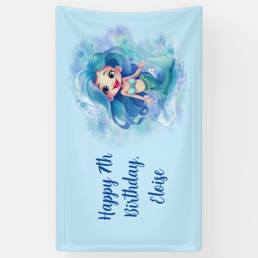 Magical Mermaid Birthday Spandoek (Verticaal)