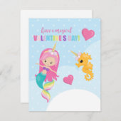 Magical Mermaid Classroom Valentijnsdag Kaart (Voorkant / Achterkant)