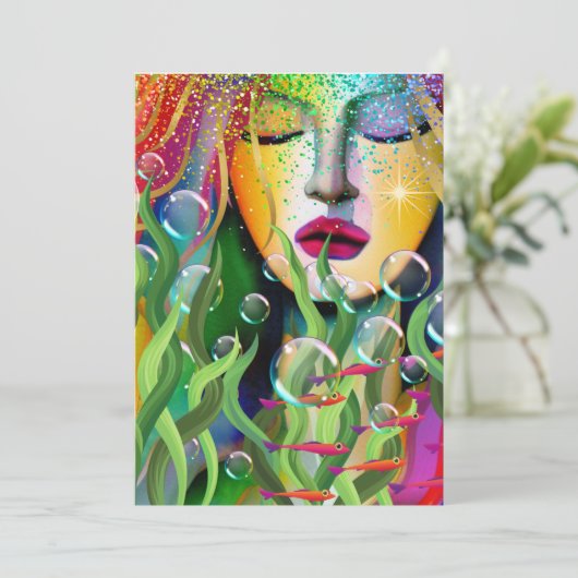 Magical Mermaid Feestdagenkaart (Staand voorkant)