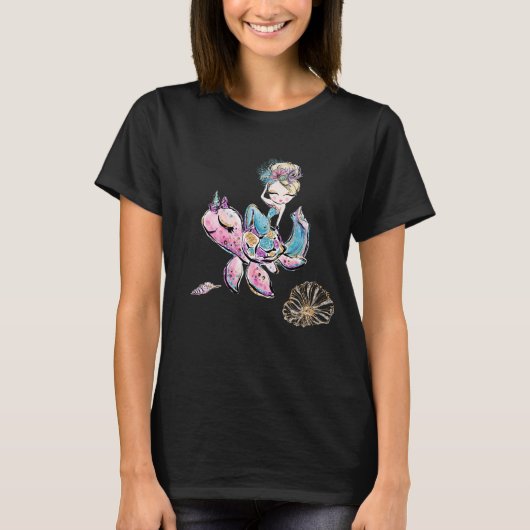 *~* Magical Mermaid Glitter Zee Turtle Zee Shell T-shirt (Voorkant)