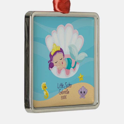 Magical Mermaid Little Sister Kerstmis Metalen Ornament (Rechts)