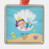 Magical Mermaid Little Sister Kerstmis Metalen Ornament (Voorkant)