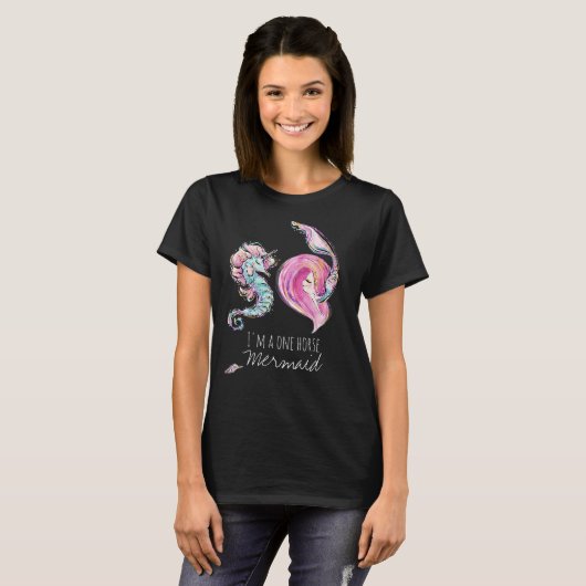 *~* Magical Mermaid Shell Glitter Zee Horse T-shir T-shirt (Voorkant volledig)