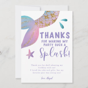 Magical Mermaid Splash Birthday Party Bedankkaart