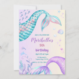 Magical Mermaid Tail Under The Sea Birthday Party Kaart
