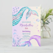 Magical Mermaid Tail Under The Sea Birthday Party Kaart (Staand voorkant)