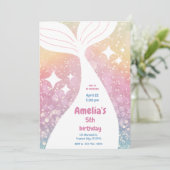 Magical Mermaid Tail Under The Sea Birthday Party Kaart (Staand voorkant)