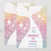 Magical Mermaid Tail Under The Sea Birthday Party Kaart (Voorkant / Achterkant)