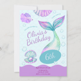 Magical Mermaid Under The Sea Birthday Party Kaart