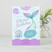 Magical Mermaid Under The Sea Birthday Party Kaart (Staand voorkant)