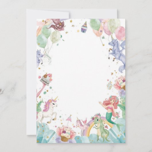 Magical Mermaids Unicorns Rainbows Kids Birthday Kaart (Achterkant)