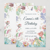 Magical Mermaids Unicorns Rainbows Kids Birthday Kaart (Voorkant / Achterkant)