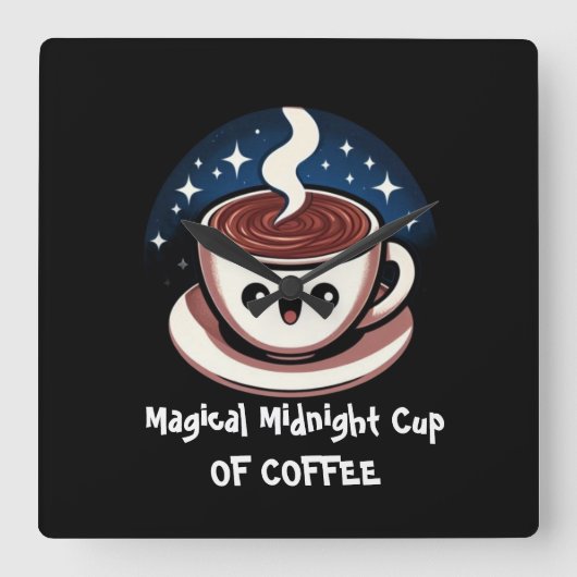 Magical Midnight Cup Of Coffee Vierkante Klok (Voorkant)