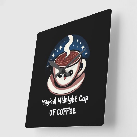 Magical Midnight Cup Of Coffee  Vierkante Klok (Hoek)