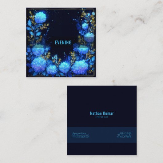 Magical Midnight Garden Floral Vierkante Visitekaartje (Voorkant / Achterkant)