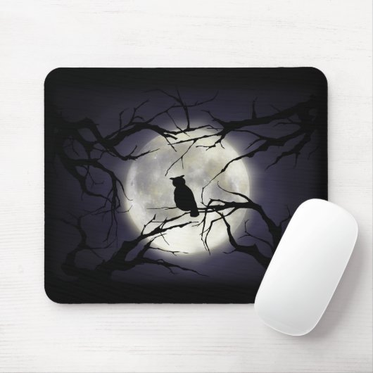 Magical Moon Owl on Branch Mousepad Muismat (Met muis)