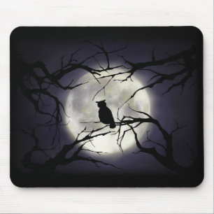Magical Moon Owl on Branch Mousepad Muismat