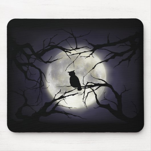 Magical Moon Owl on Branch Mousepad Muismat (Voorkant)