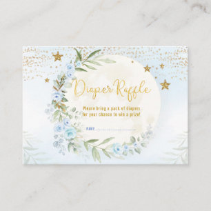 Magical Moon Stars Blue Gold Floral Raffle Informatiekaartje