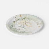 Magical Moon & Stars Greenery Gold Baby shower Papieren Bordje (Gekanteld)