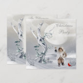 Magical Moon Winter Scene Boy & Birds Kerstmis Kaart (Voorkant / Achterkant)