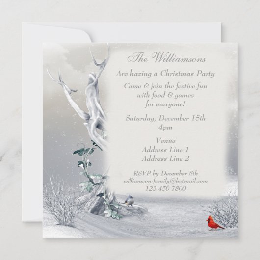 Magical Moon Winter Scene Boy & Birds Kerstmis Kaart (Achterkant)