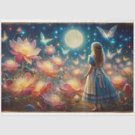 Magical Moonlight Firefly Garden Alice Decoupage Tissuepapier (Voorkant)