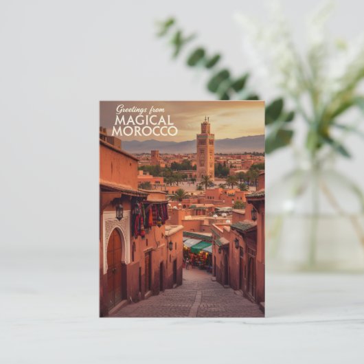 Magical Morocco Sunset View Koutoubia Marrakech  Briefkaart (Staand voorkant)