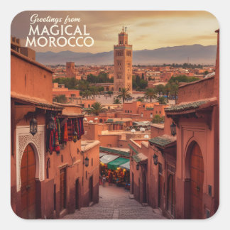 Magical Morocco Sunset View Koutoubia Marrakech  Vierkante Sticker