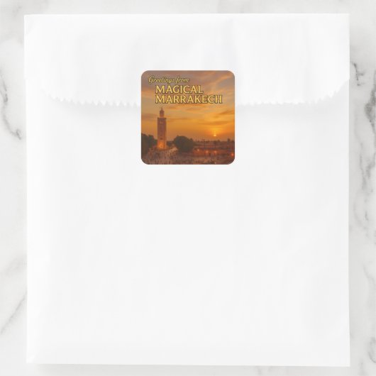 Magical Morocco Sunset View Koutoubia Marrakech Vierkante Sticker (Tas)
