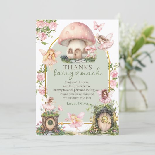 Magical Mushroom Fairy Birthday Bedankkaart (Staand voorkant)