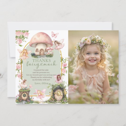 Magical Mushroom Fairy Birthday Photo Bedankkaart (Voorkant)
