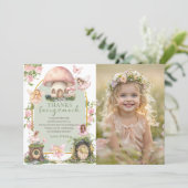Magical Mushroom Fairy Birthday Photo Bedankkaart (Staand voorkant)