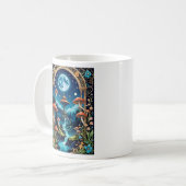 Magical Mushroom Fantasy Moonlit Forest Koffiemok (Voorkant links)