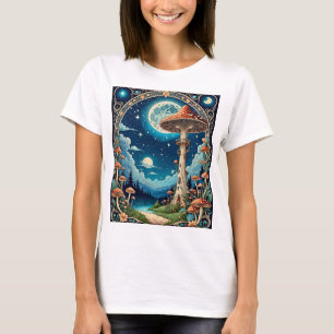 Magical Mushroom Fantasy Moonlit Forest T-shirt