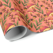 Magical Mushroom Forest op Coral Pink Cadeaupapier (Rol Hoek)