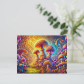 Magical Mushroom Glow Vibrant Psychedelic Landscap Briefkaart (Staand voorkant)