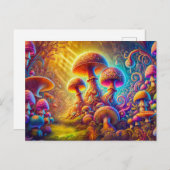 Magical Mushroom Glow Vibrant Psychedelic Landscap Briefkaart (Voorkant / Achterkant)