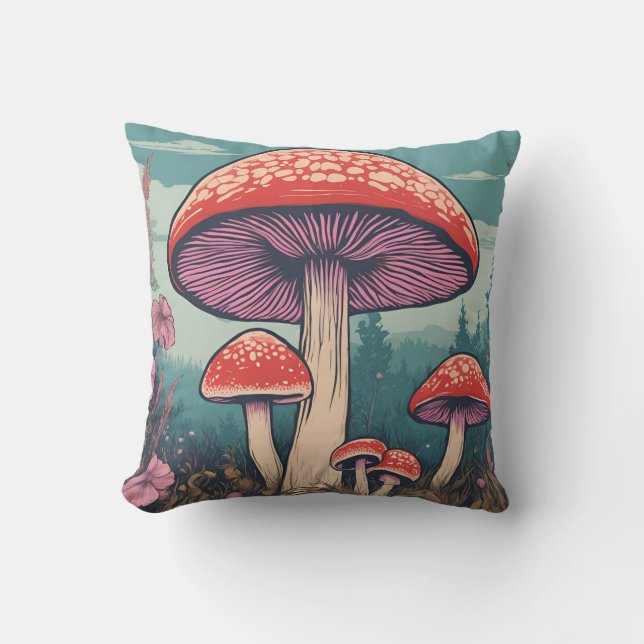 Magical Mushroom Meadow D26 Kussen (Voorkant)