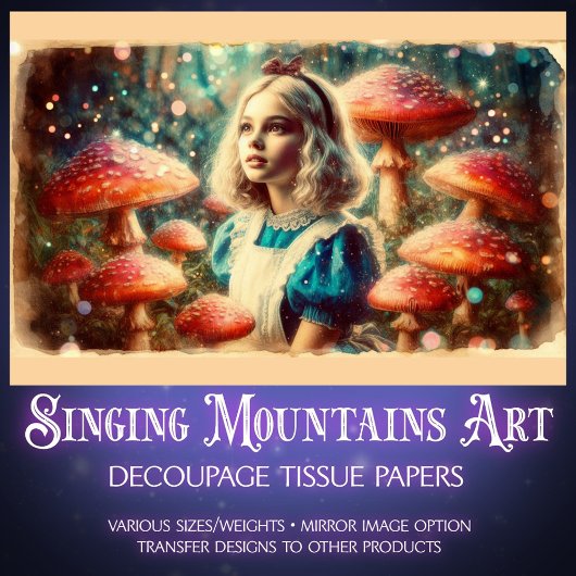 Magical Mushroom Wonderland and Alice Decoupage Tissuepapier