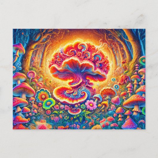 Magical Mushrooms Psychedelic Forest Fantasy Briefkaart (Voorkant)